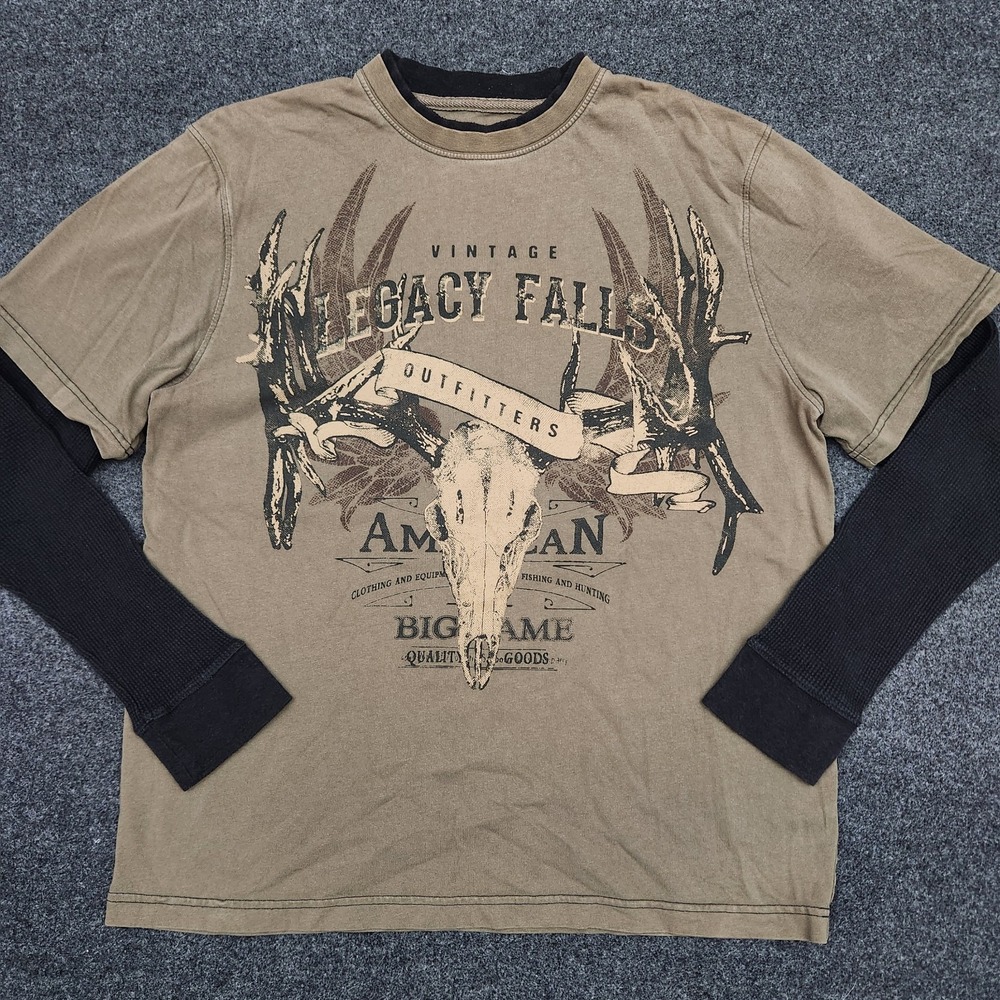 Legacy Falls Outfitters Large Long Sleeve‎ Layered T-Shirt Deer Buck Y2k Hunting